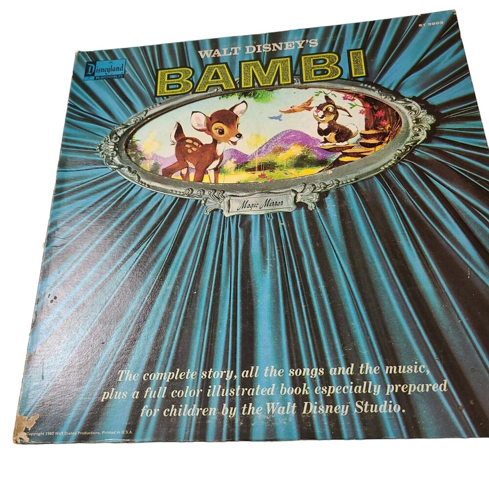 Bambi Vintage 1960 Walt Disney Record The Story Of Bambi Complete Story Songs